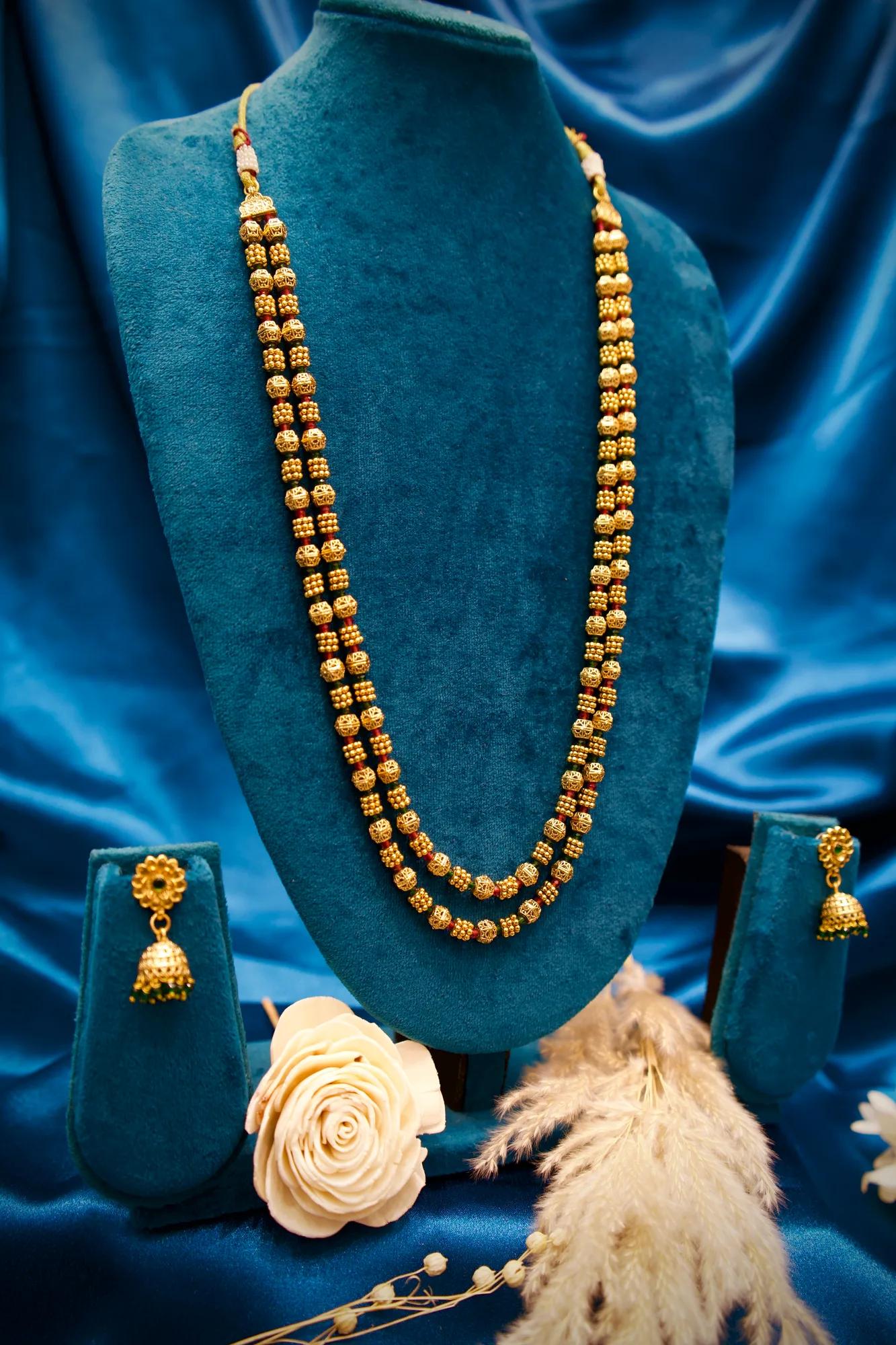 Traditional Double-Layer Antique Gold Bead Haram Set