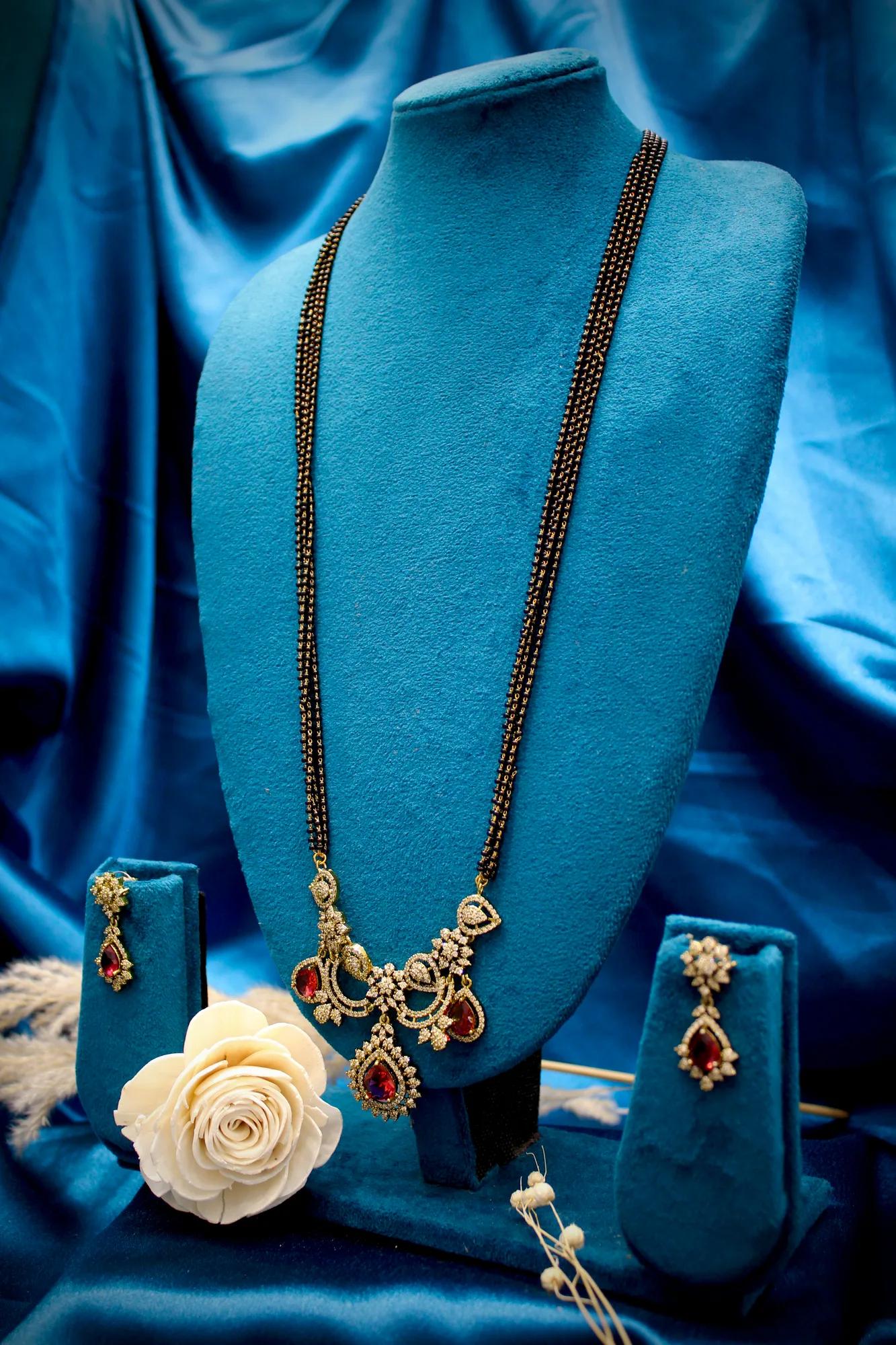 Victorian Ruby Teardrop Mangalsutra Set