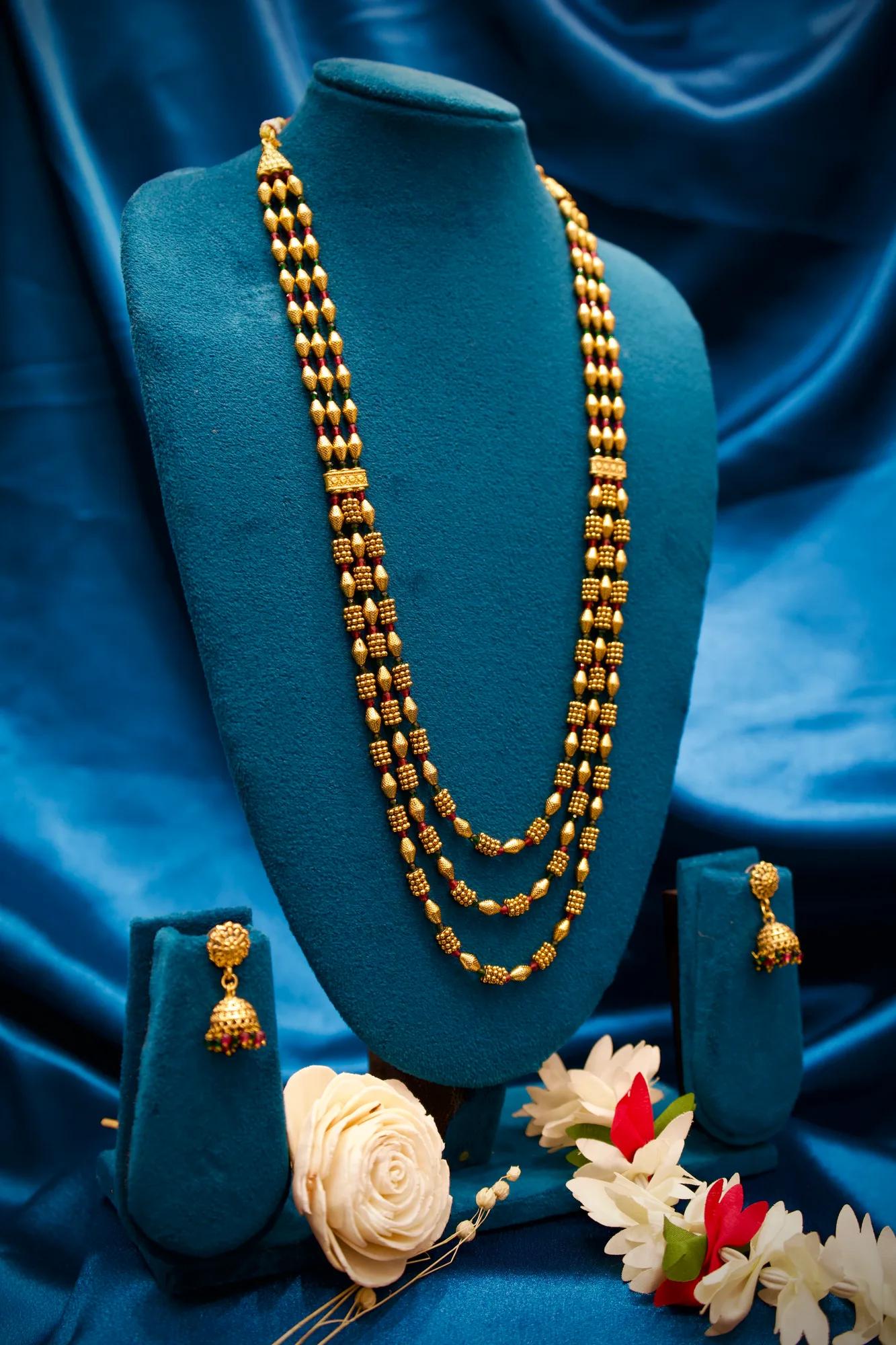 Traditional Three-Layer Mangalsutra Necklace Set