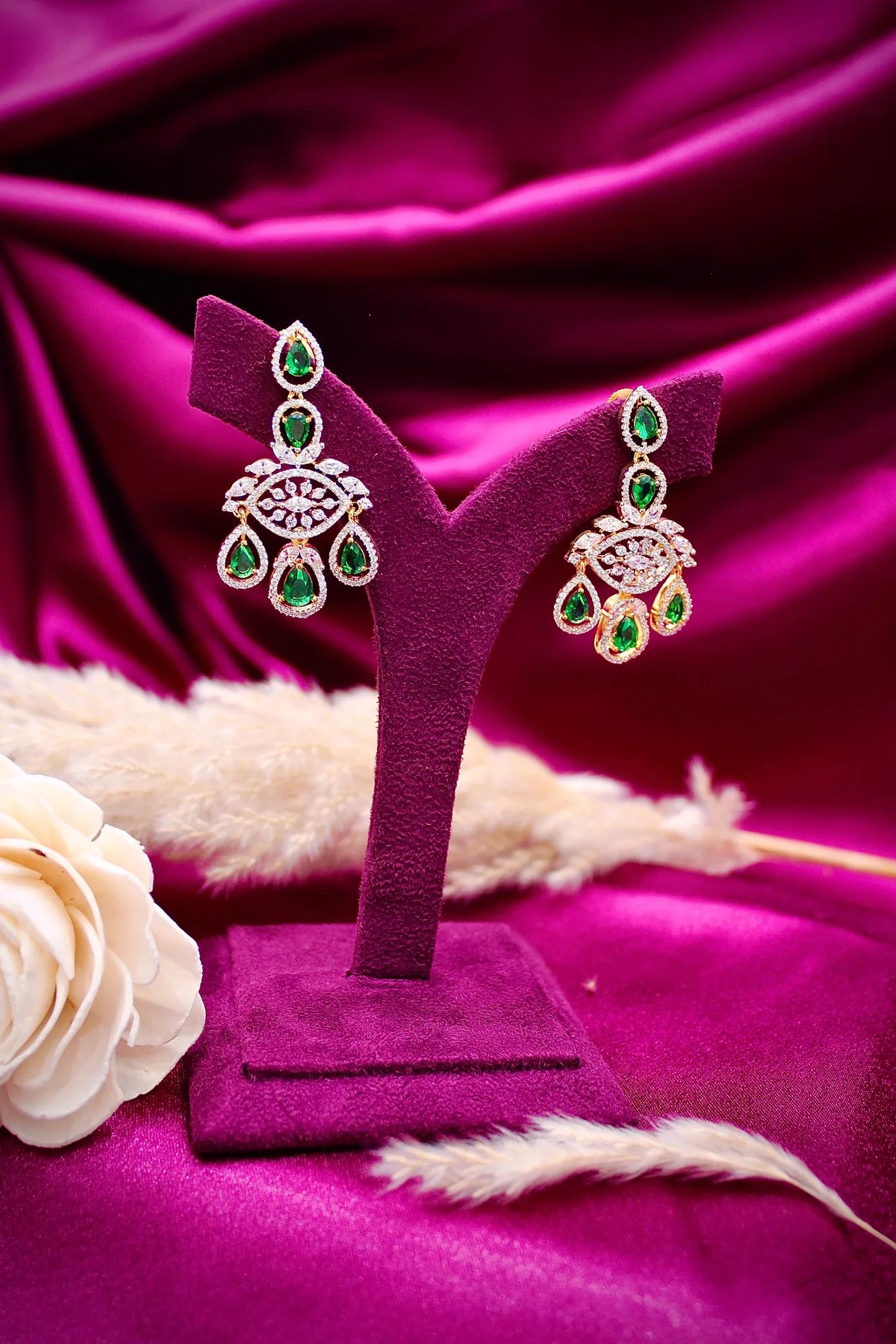 Royal Emerald Pearl American Diamond Choker Set