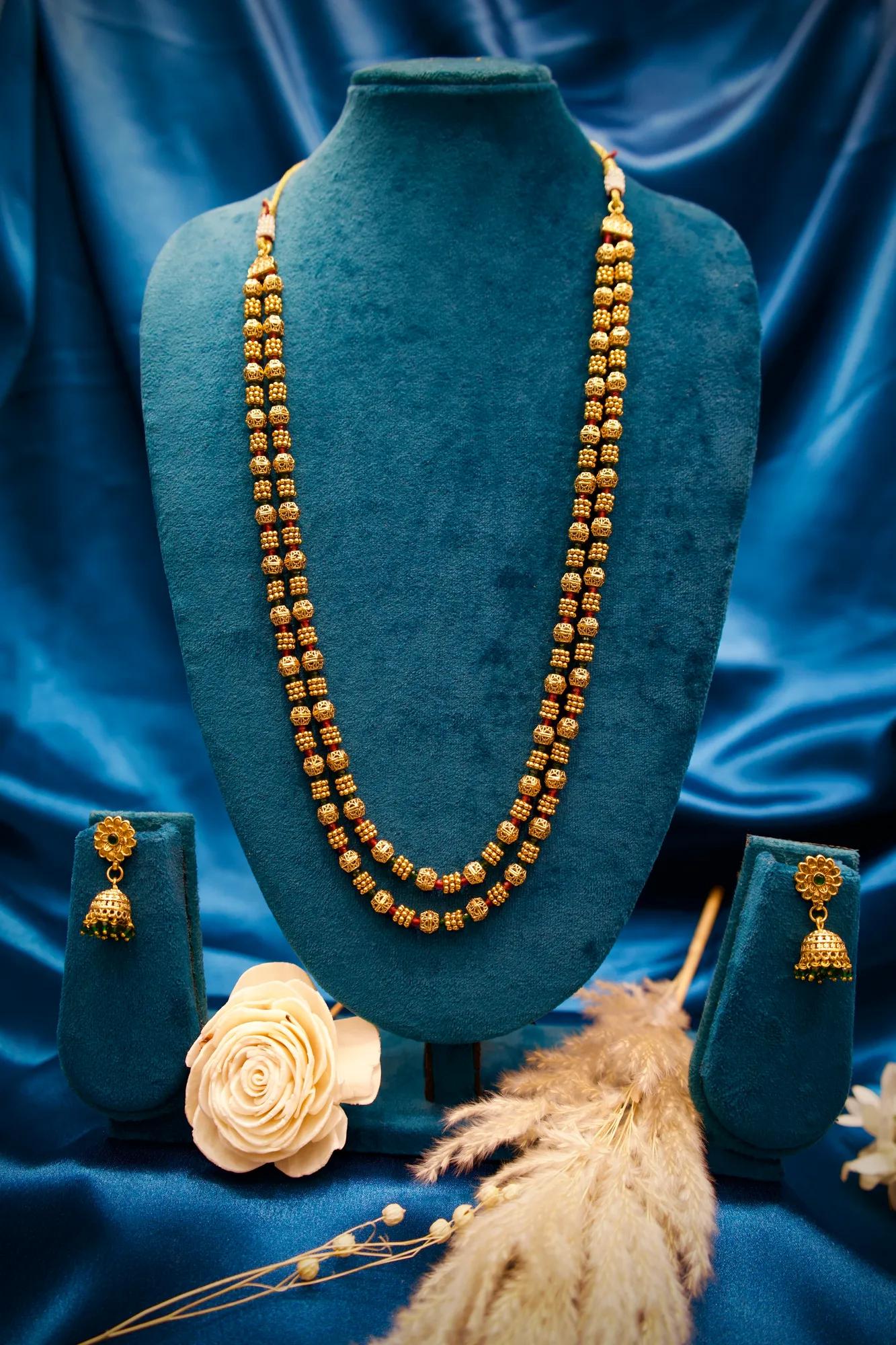 Traditional Double-Layer Antique Gold Bead Haram Set