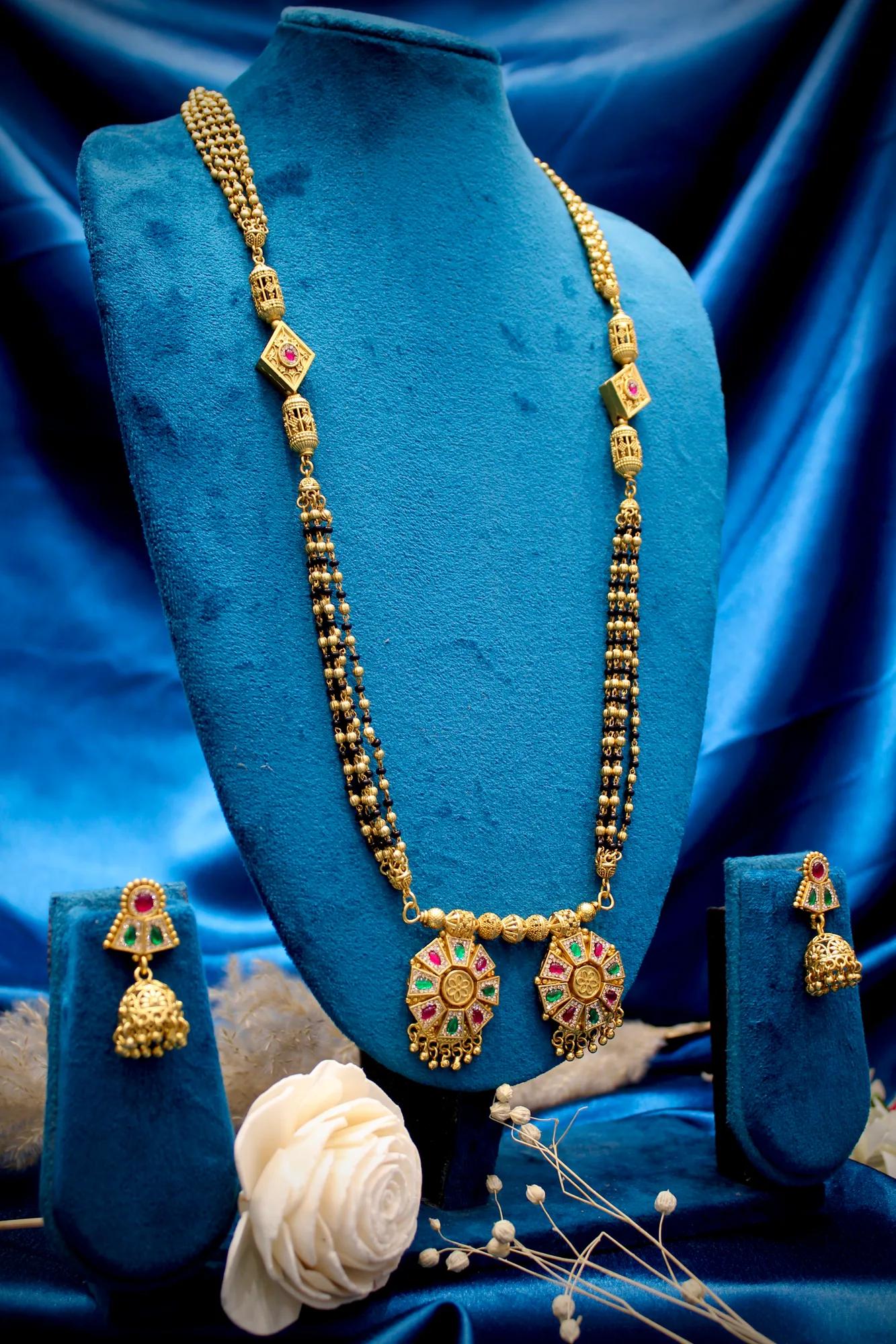 Royal Multicolor Temple Design Mangalsutra Set