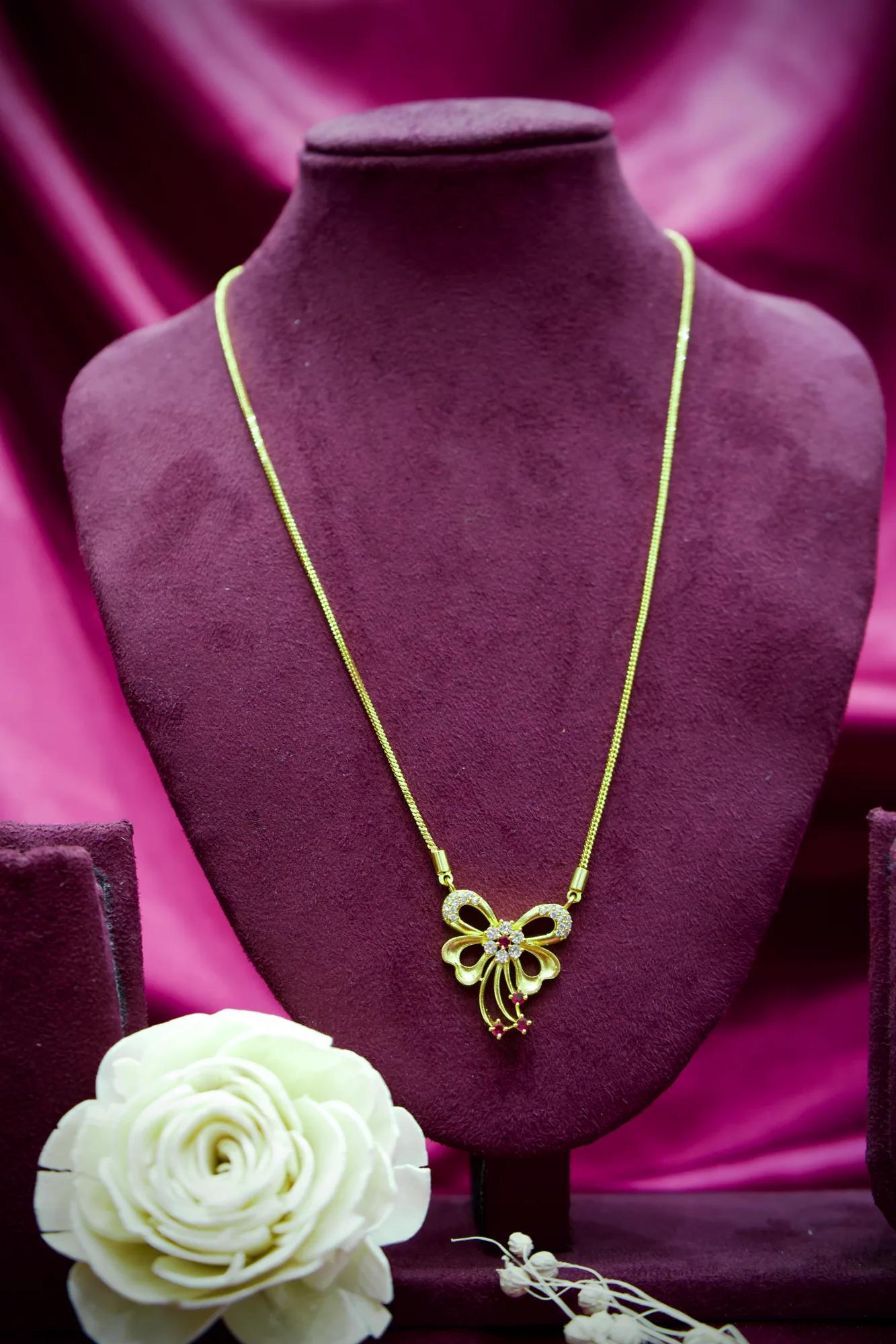 Crystal Butterfly Charm Pendant Necklace