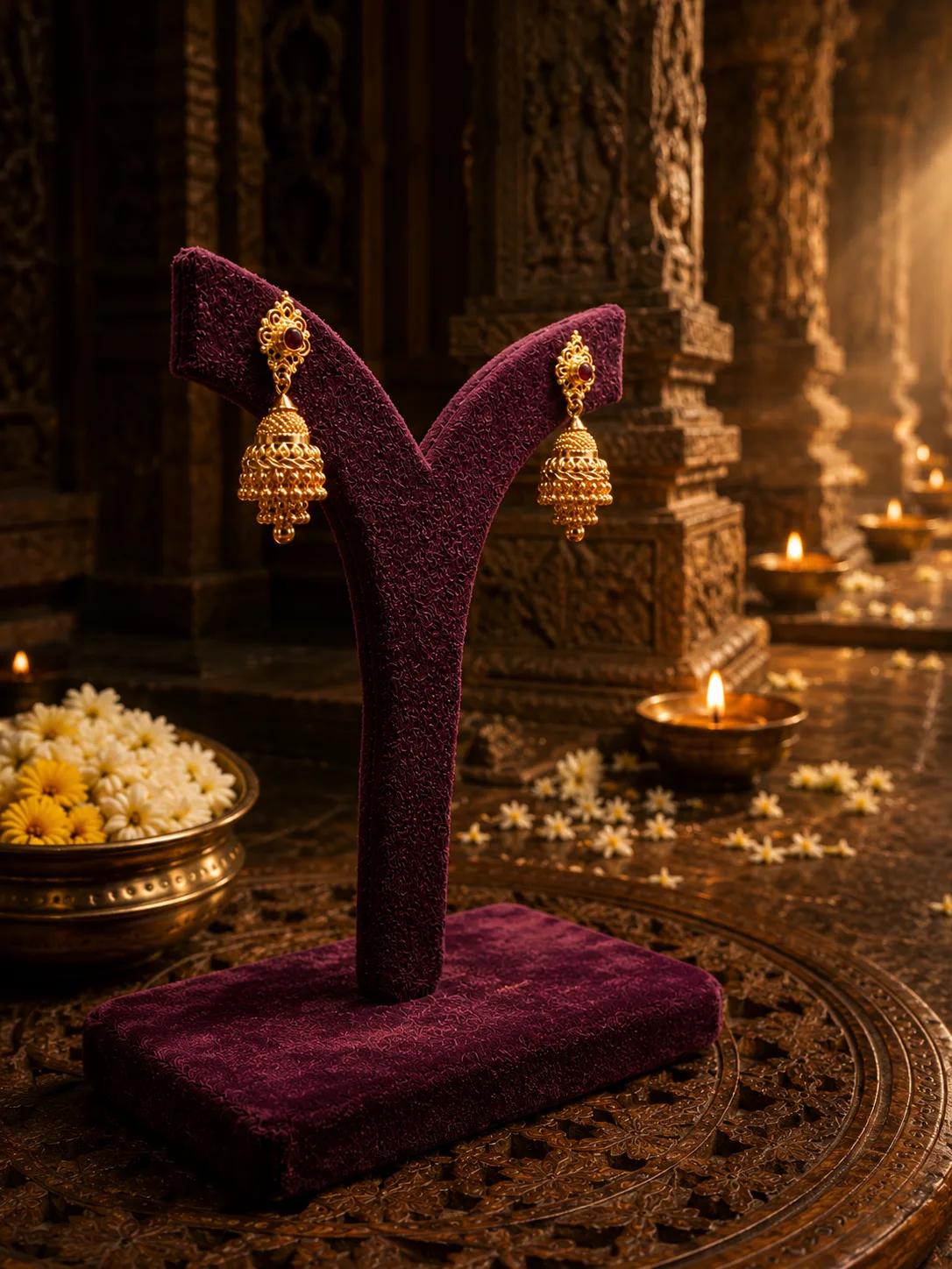Royal Floral Gold Jhumka Earrings